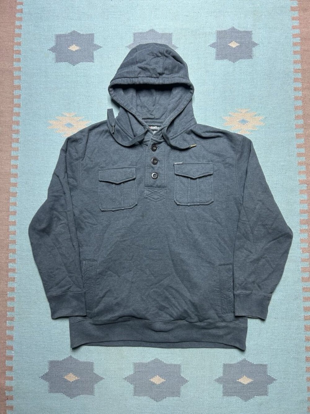 Vintage ecko unlimited hoodie Henley pullover y2k streetwear dark gray adult XL